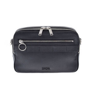 CHRISTIAN DIOR Black Leather Messenger Bag